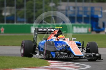 World © Octane Photographic Ltd. Manor Racing MRT05 – Rio Haryanto. Saturday 11th June 2016, F1 Canadian GP Qualifying, Circuit Gilles Villeneuve, Montreal, Canada. Digital Ref :1589LB1D1790