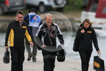 World © Octane Photographic Ltd. Pirelli - Paul Hembery and Robert Fernley – Sahara Force India Deputy Team Principal. Sunday 12th June 2016, F1 Canadian GP Paddock, Circuit Gilles Villeneuve, Montreal, Canada. Digital Ref :1590LB1D2457