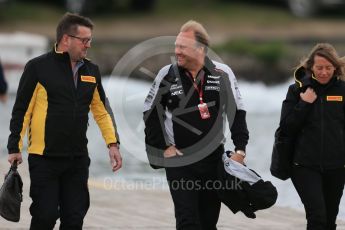 World © Octane Photographic Ltd. Pirelli - Paul Hembery and Robert Fernley – Sahara Force India Deputy Team Principal. Sunday 12th June 2016, F1 Canadian GP Paddock, Circuit Gilles Villeneuve, Montreal, Canada. Digital Ref :1590LB1D2465