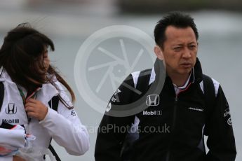 World © Octane Photographic Ltd. McLaren Honda – Yasuke Hasegawa (Head of Honda Formula 1 programme). Sunday 12th June 2016, F1 Canadian GP Paddock, Circuit Gilles Villeneuve, Montreal, Canada. Digital Ref :1590LB1D2656