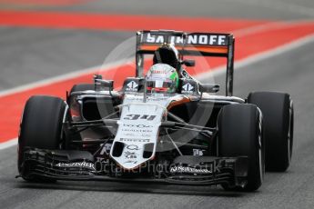 World © Octane Photographic Ltd. Sahara Force India VJM09 – Alfonso Celis. Tuesday 17th May 2016, F1 Spanish In-season testing, Circuit de Barcelona Catalunya, Spain. Digital Ref : 1555CB1D2547