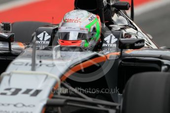 World © Octane Photographic Ltd. Sahara Force India VJM09 – Alfonso Celis. Tuesday 17th May 2016, F1 Spanish In-season testing, Circuit de Barcelona Catalunya, Spain. Digital Ref : 1555CB1D2549