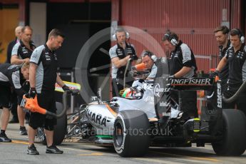 World © Octane Photographic Ltd. Sahara Force India VJM09 – Alfonso Celis. Tuesday 17th May 2016, F1 Spanish In-season testing, Circuit de Barcelona Catalunya, Spain. Digital Ref : 1555CB1D2556