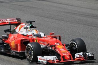 World © Octane Photographic Ltd. Scuderia Ferrari SF16-H – Sebastian Vettel. Tuesday 17th May 2016, F1 Spanish GP In-season testing, Circuit de Barcelona Catalunya, Spain. Digital Ref : 1555CB1D3009