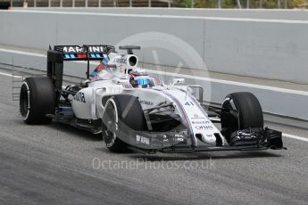 World © Octane Photographic Ltd. Williams Martini Racing, Williams Mercedes FW38 – Alex Lynn. Tuesday 17th May 2016, F1 Spanish GP In-season testing, Circuit de Barcelona Catalunya, Spain. Digital Ref :1555CB1D3090