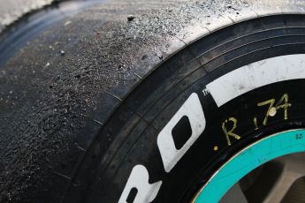 World © Octane Photographic Ltd. Mercedes AMG Petronas W07 Hybrid – worn Pirelli tyres. Tuesday 17th May 2016, F1 Spanish In-season testing, Circuit de Barcelona Catalunya, Spain. Digital Ref : 1555CB7D8844