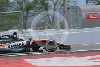 World © Octane Photographic Ltd. Sahara Force India VJM09 – Alfonso Celis. Tuesday 17th May 2016, F1 Spanish GP In-season testing, Circuit de Barcelona Catalunya, Spain. Digital Ref :1555LB1D0016