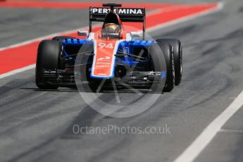 World © Octane Photographic Ltd. Manor Racing MRT05 - Pascal Wehrlein. Tuesday 17th May 2016, F1 Spanish In-season testing, Circuit de Barcelona Catalunya, Spain. Digital Ref : 1555LB1D9344