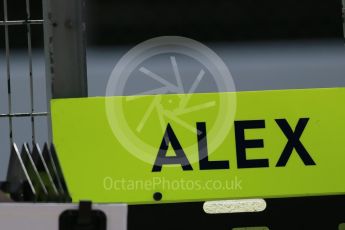 World © Octane Photographic Ltd. Williams Martini Racing, Alex Lynn pit board. Tuesday 17th May 2016, F1 Spanish In-season testing, Circuit de Barcelona Catalunya, Spain. Digital Ref : 1555LB1D9658