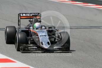 World © Octane Photographic Ltd. Sahara Force India VJM09 - Alfonso Celis. Wednesday 18th May 2016, F1 Spanish GP In-season testing, Circuit de Barcelona Catalunya, Spain. Digital Ref : 1556CB1D4256