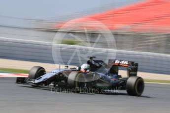 World © Octane Photographic Ltd. Sahara Force India VJM09 - Alfonso Celis. Wednesday 18th May 2016, F1 Spanish GP In-season testing, Circuit de Barcelona Catalunya, Spain. Digital Ref : 1556CB7D9236