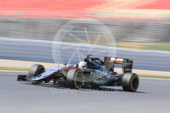 World © Octane Photographic Ltd. Sahara Force India VJM09 - Alfonso Celis. Wednesday 18th May 2016, F1 Spanish GP In-season testing, Circuit de Barcelona Catalunya, Spain. Digital Ref : 1556CB7D9250