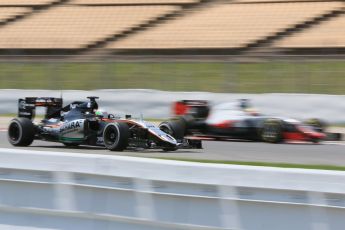 World © Octane Photographic Ltd. Sahara Force India VJM09 - Alfonso Celis. Wednesday 18th May 2016, F1 Spanish GP In-season testing, Circuit de Barcelona Catalunya, Spain. Digital Ref : 1556CB7D9460