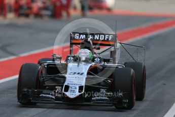 World © Octane Photographic Ltd. Sahara Force India VJM09 - Alfonso Celis. Wednesday 18th May 2016, F1 Spanish GP In-season testing, Circuit de Barcelona Catalunya, Spain. Digital Ref : 1556LB1D0175