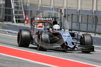 World © Octane Photographic Ltd. Sahara Force India VJM09 - Alfonso Celis. Wednesday 18th May 2016, F1 Spanish GP In-season testing, Circuit de Barcelona Catalunya, Spain. Digital Ref : 1556LB1D0951