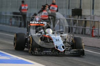 World © Octane Photographic Ltd. Sahara Force India VJM09 - Alfonso Celis. Thursday 25th February 2016, F1 Winter testing, Circuit de Barcelona Catalunya, Spain, Day 4. Digital Ref : 1507LB1D2037