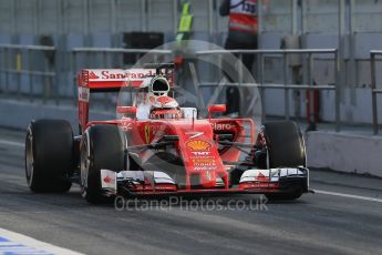 World © Octane Photographic Ltd. Scuderia Ferrari SF16-H – Kimi Raikkonen. Thursday 25th February 2016, F1 Winter testing, Circuit de Barcelona Catalunya, Spain, Day 4. Digital Ref : 1507LB1D2078
