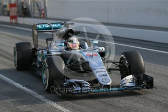 World © Octane Photographic Ltd. Mercedes AMG Petronas F1 W07 Hybrid – Lewis Hamilton. Thursday 25th February 2016, F1 Winter testing, Circuit de Barcelona Catalunya, Spain, Day 4. Digital Ref : 1507LB1D2326