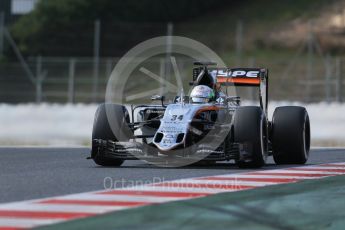 World © Octane Photographic Ltd. Sahara Force India VJM09 - Alfonso Celis. Thursday 25th February 2016, F1 Winter testing, Circuit de Barcelona Catalunya, Spain, Day 4. Digital Ref : 1507LB1D2870