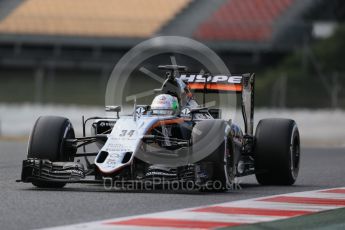 World © Octane Photographic Ltd. Sahara Force India VJM09 - Alfonso Celis. Thursday 25th February 2016, F1 Winter testing, Circuit de Barcelona Catalunya, Spain, Day 4. Digital Ref : 1507LB1D3029