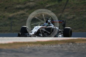 World © Octane Photographic Ltd. Sahara Force India VJM09 - Alfonso Celis. Thursday 25th February 2016, F1 Winter testing, Circuit de Barcelona Catalunya, Spain, Day 4. Digital Ref : 1507LB1D3757