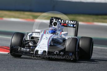 World © Octane Photographic Ltd. Williams Martini Racing, Williams Mercedes FW38 – Valtteri Bottas. Tuesday 1st March 2016, F1 Winter testing, Circuit de Barcelona Catalunya, Spain, Day 5. Digital Ref : 1508LB1D4496