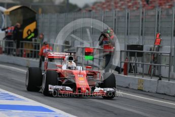 World © Octane Photographic Ltd. Scuderia Ferrari SF16-H – Sebastian Vettel. Wednesday 2nd March 2016, F1 Winter testing, Circuit de Barcelona Catalunya, Spain, Day 6 Digital Ref : 1509LB1D5457