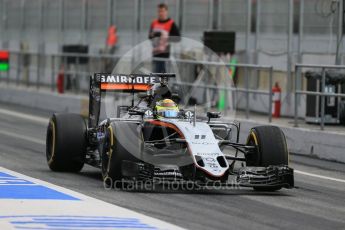 World © Octane Photographic Ltd. Sahara Force India VJM09 - Sergio Perez. Wednesday 2nd March 2016, F1 Winter testing, Circuit de Barcelona Catalunya, Spain, Day 6. Digital Ref : 1509LB1D5485