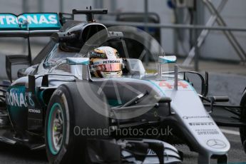 World © Octane Photographic Ltd. Mercedes AMG Petronas W07 Hybrid – Lewis Hamilton. Wednesday 2nd March 2016, F1 Winter testing, Circuit de Barcelona Catalunya, Spain, Day 6. Digital Ref : 1509LB1D5535