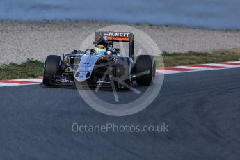 World © Octane Photographic Ltd. Sahara Force India VJM09 - Sergio Perez. Wednesday 2nd March 2016, F1 Winter testing, Circuit de Barcelona Catalunya, Spain, Day 6. Digital Ref : 1509LB1D6076