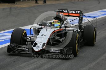 World © Octane Photographic Ltd. Sahara Force India VJM09 - Sergio Perez. Wednesday 2nd March 2016, F1 Winter testing, Circuit de Barcelona Catalunya, Spain, Day 6. Digital Ref : 1509LB5D9239