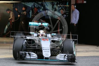 World © Octane Photographic Ltd. Mercedes AMG Petronas W07 Hybrid – Lewis Hamilton. Wednesday 2nd March 2016, F1 Winter testing, Circuit de Barcelona Catalunya, Spain, Day 6. Digital Ref : 1509LB5D9265