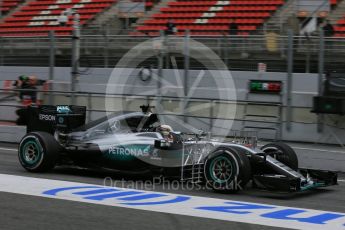 World © Octane Photographic Ltd. Mercedes AMG Petronas W07 Hybrid – Lewis Hamilton. Wednesday 2nd March 2016, F1 Winter testing, Circuit de Barcelona Catalunya, Spain, Day 6. Digital Ref : 1509LB5D9365