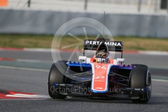 World © Octane Photographic Ltd. Manor Racing MRT05 – Pascal Wehrlein. Thursday 3rd March 2016, F1 Winter testing, Circuit de Barcelona Catalunya, Spain, Day 7. Digital Ref : 1510LB1D6643