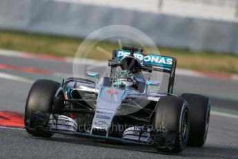 World © Octane Photographic Ltd. Mercedes AMG Petronas W07 Hybrid – Nico Rosberg. Thursday 3rd March 2016, F1 Winter testing, Circuit de Barcelona Catalunya, Spain, Day 7. Digital Ref : 1510LB1D6735