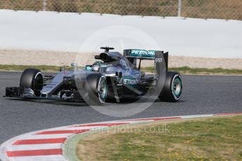 World © Octane Photographic Ltd. Mercedes AMG Petronas W07 Hybrid – Nico Rosberg. Thursday 3rd March 2016, F1 Winter testing, Circuit de Barcelona Catalunya, Spain, Day 7. Digital Ref : 1510LB1D6844