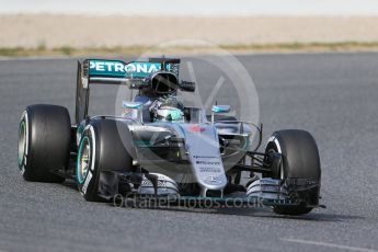 World © Octane Photographic Ltd. Mercedes AMG Petronas W07 Hybrid – Nico Rosberg. Thursday 3rd March 2016, F1 Winter testing, Circuit de Barcelona Catalunya, Spain, Day 7. Digital Ref : 1510LB1D6959