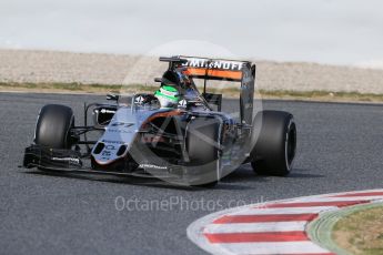World © Octane Photographic Ltd. Sahara Force India VJM09 - Nico Hulkenberg. Thursday 3rd March 2016, F1 Winter testing, Circuit de Barcelona Catalunya, Spain, Day 7. Digital Ref : 1510LB1D6980
