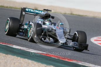 World © Octane Photographic Ltd. Mercedes AMG Petronas W07 Hybrid – Nico Rosberg. Thursday 3rd March 2016, F1 Winter testing, Circuit de Barcelona Catalunya, Spain, Day 7. Digital Ref : 1510LB1D7081
