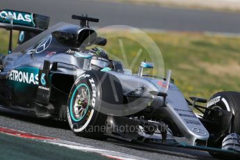 World © Octane Photographic Ltd. Mercedes AMG Petronas W07 Hybrid – Nico Rosberg. Thursday 3rd March 2016, F1 Winter testing, Circuit de Barcelona Catalunya, Spain, Day 7. Digital Ref : 1510LB1D7085