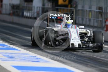World © Octane Photographic Ltd. Williams Martini Racing, Williams Mercedes FW38 – Felipe Massa. Thursday 3rd March 2016, F1 Winter testing, Circuit de Barcelona Catalunya, Spain, Day 7. Digital Ref : 1510LB1D7469