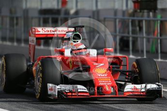 World © Octane Photographic Ltd. Scuderia Ferrari SF16-H – Kimi Raikkonen. Thursday 3rd March 2016, F1 Winter testing, Circuit de Barcelona Catalunya, Spain, Day 7. Digital Ref : 1510LB1D7536