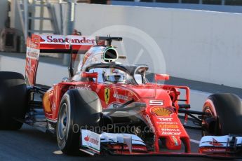 World © Octane Photographic Ltd. Scuderia Ferrari SF16-H – Sebastian Vettel with Halo. Friday 4th March 2016, F1 Winter testing, Circuit de Barcelona Catalunya, Spain, Day 8. Digital Ref : 1511LB1D7768