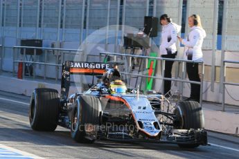 World © Octane Photographic Ltd. Sahara Force India VJM09 - Sergio Perez. Friday 4th March 2016, F1 Winter testing, Circuit de Barcelona Catalunya, Spain, Day 8. Digital Ref : 1511LB1D7850