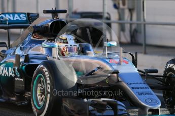 World © Octane Photographic Ltd. Mercedes AMG Petronas W07 Hybrid – Lewis Hamilton Friday 4th March 2016, F1 Winter testing, Circuit de Barcelona Catalunya, Spain, Day 8. Digital Ref : 1511LB1D7913