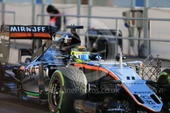 World © Octane Photographic Ltd. Sahara Force India VJM09 - Sergio Perez. Friday 4th March 2016, F1 Winter testing, Circuit de Barcelona Catalunya, Spain, Day 8. Digital Ref : 1511LB1D7964