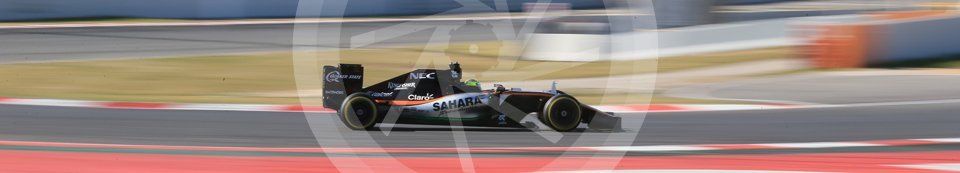 World © Octane Photographic Ltd. Sahara Force India VJM09 - Sergio Perez. Friday 4th March 2016, F1 Winter testing, Circuit de Barcelona Catalunya, Spain, Day 8. Digital Ref : 1511LB1D8398