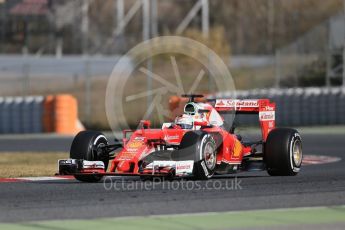 World © Octane Photographic Ltd. Scuderia Ferrari SF16-H – Sebastian Vettel. Friday 4th March 2016, F1 Winter testing, Circuit de Barcelona Catalunya, Spain, Day 8. Digital Ref : 1511LB1D9068
