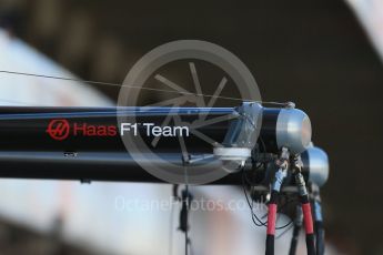 World © Octane Photographic Ltd. Haas F1 Team logo. Friday 4th March 2016, F1 Winter testing, Circuit de Barcelona Catalunya, Spain, Day 8. Digital Ref : 1511LB1D9436