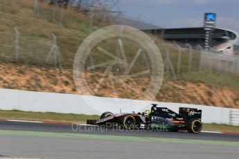 World © Octane Photographic Ltd. Sahara Force India VJM09 - Sergio Perez. Friday 4th March 2016, F1 Winter testing, Circuit de Barcelona Catalunya, Spain, Day 8. Digital Ref : 1511LB5D0290